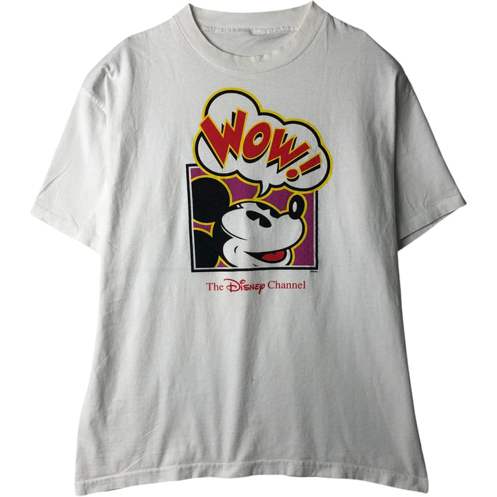 MICKEY MOUSE Mickey Mouse character print T-shirt, men's size L unclear white type Vintage Second Hand