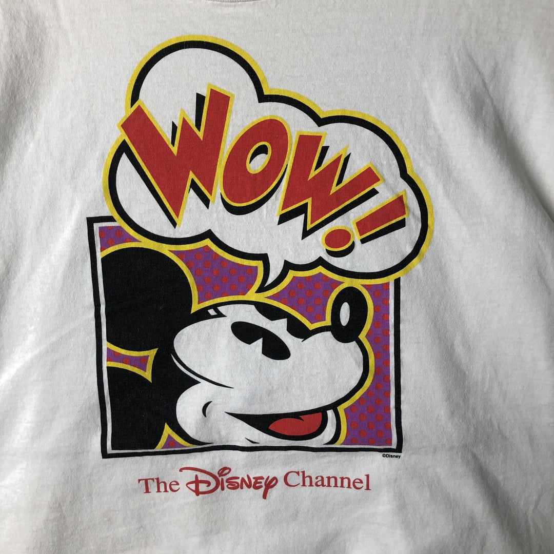 MICKEY MOUSE Mickey Mouse character print T-shirt, men's size L unclear white type Vintage Second Hand