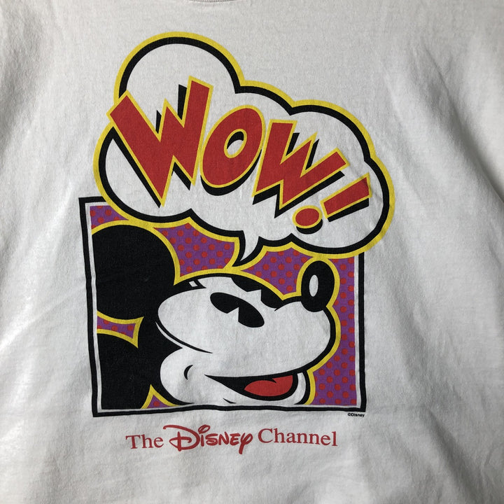 MICKEY MOUSE Mickey Mouse character print T-shirt, men's size L unclear white type Vintage Second Hand