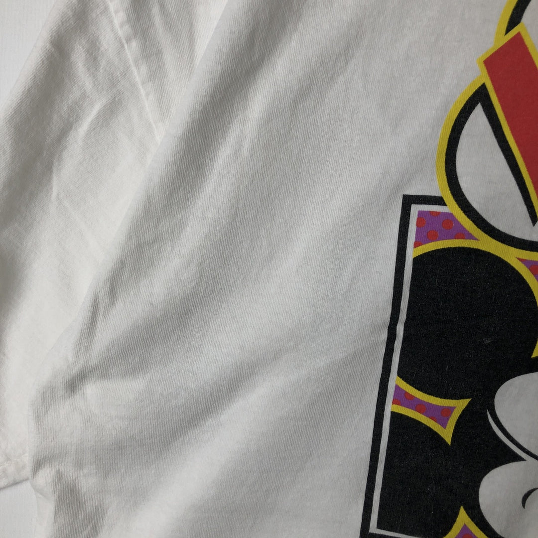 MICKEY MOUSE Mickey Mouse character print T-shirt, men's size L unclear white type Vintage Second Hand