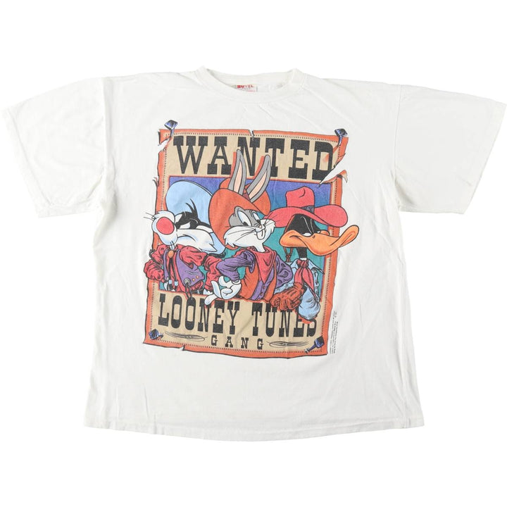 90'S Novel Teez Looney Tunes Character Print T-Shirt, Men's Size L (approx.), Vintage cotton white type Vintage Second Hand