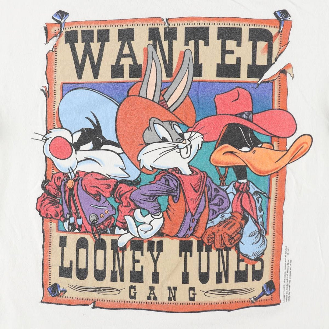 90'S Novel Teez Looney Tunes Character Print T-Shirt, Men's Size L (approx.), Vintage cotton white type Vintage Second Hand