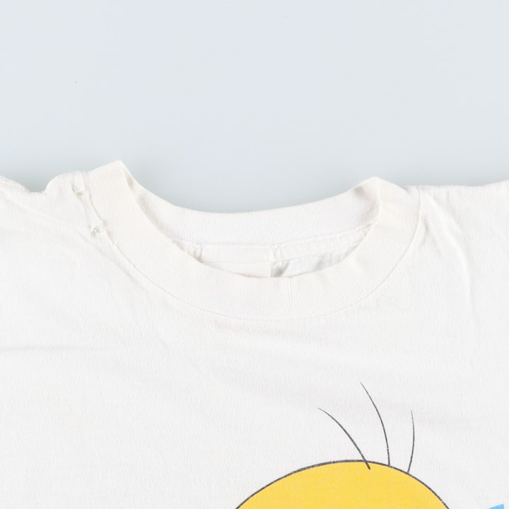 90'S Looney Tunes Tweety character print T-shirt, Made in USA, Men's size M equivalent, Vintage cotton white type Vintage Second Hand