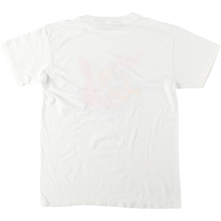 90'S CHED MICKEY MOUSE Mickey Mouse Character Print T-Shirt, Made in USA, Men's Size L (Equivalent), Vintage polyester white type Vintage Second Hand