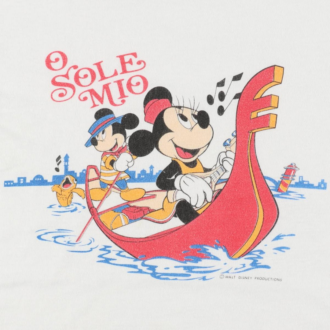 90'S CHED MICKEY MOUSE Mickey Mouse Character Print T-Shirt, Made in USA, Men's Size L (Equivalent), Vintage polyester white type Vintage Second Hand