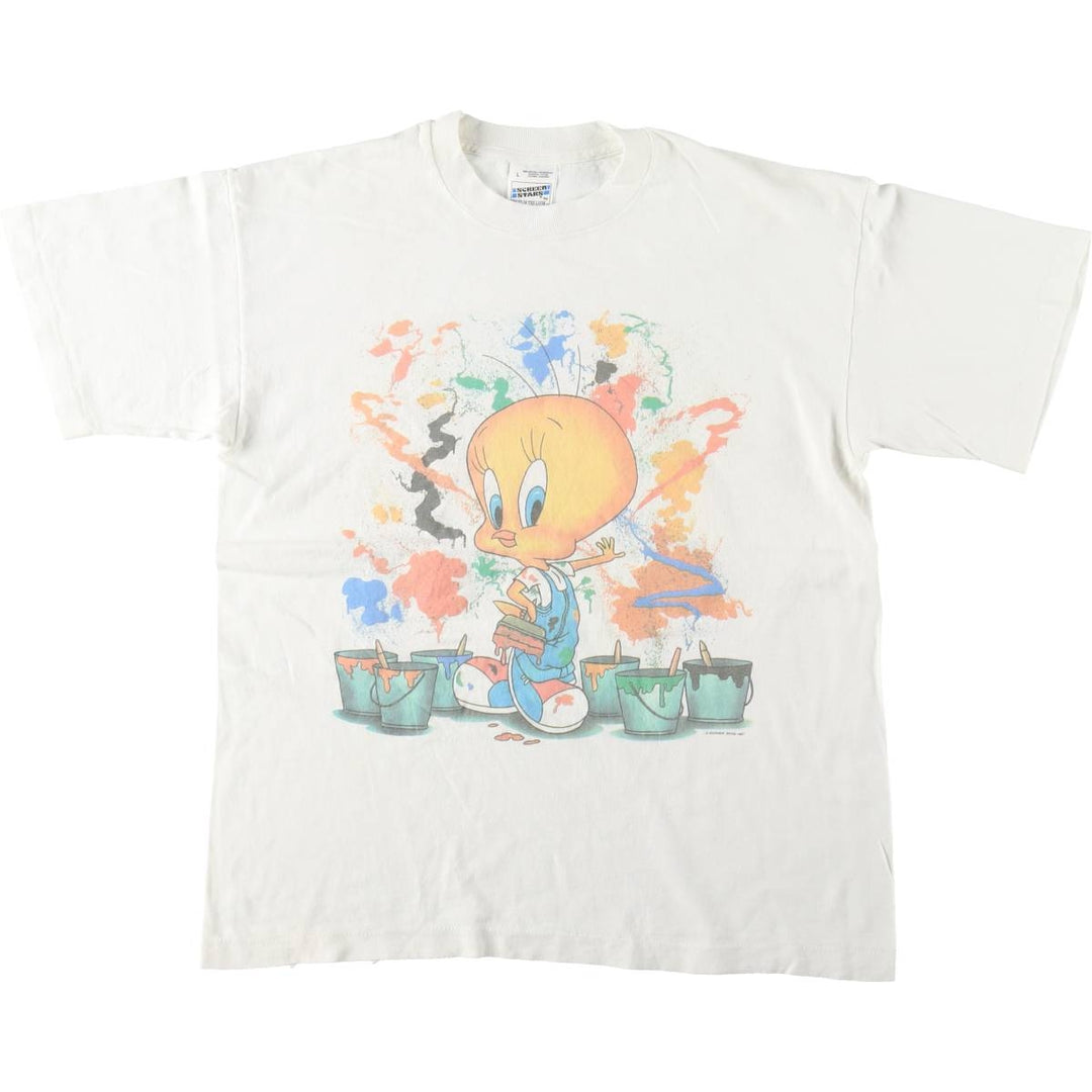 90'S Screen Stars Looney Tunes Tweety Character Print T-Shirt, Men's Size L (Equivalent), Vintage cotton white type Vintage Second Hand