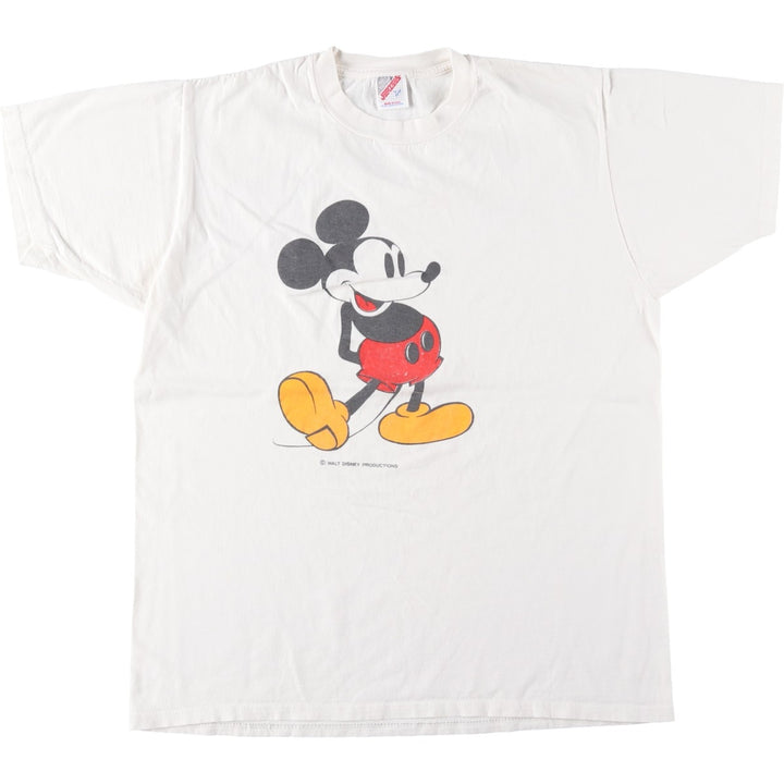 Jerzees MICKEY MOUSE character print T-shirt, made in USA, men's size L equivalent. cotton white type Vintage Second Hand