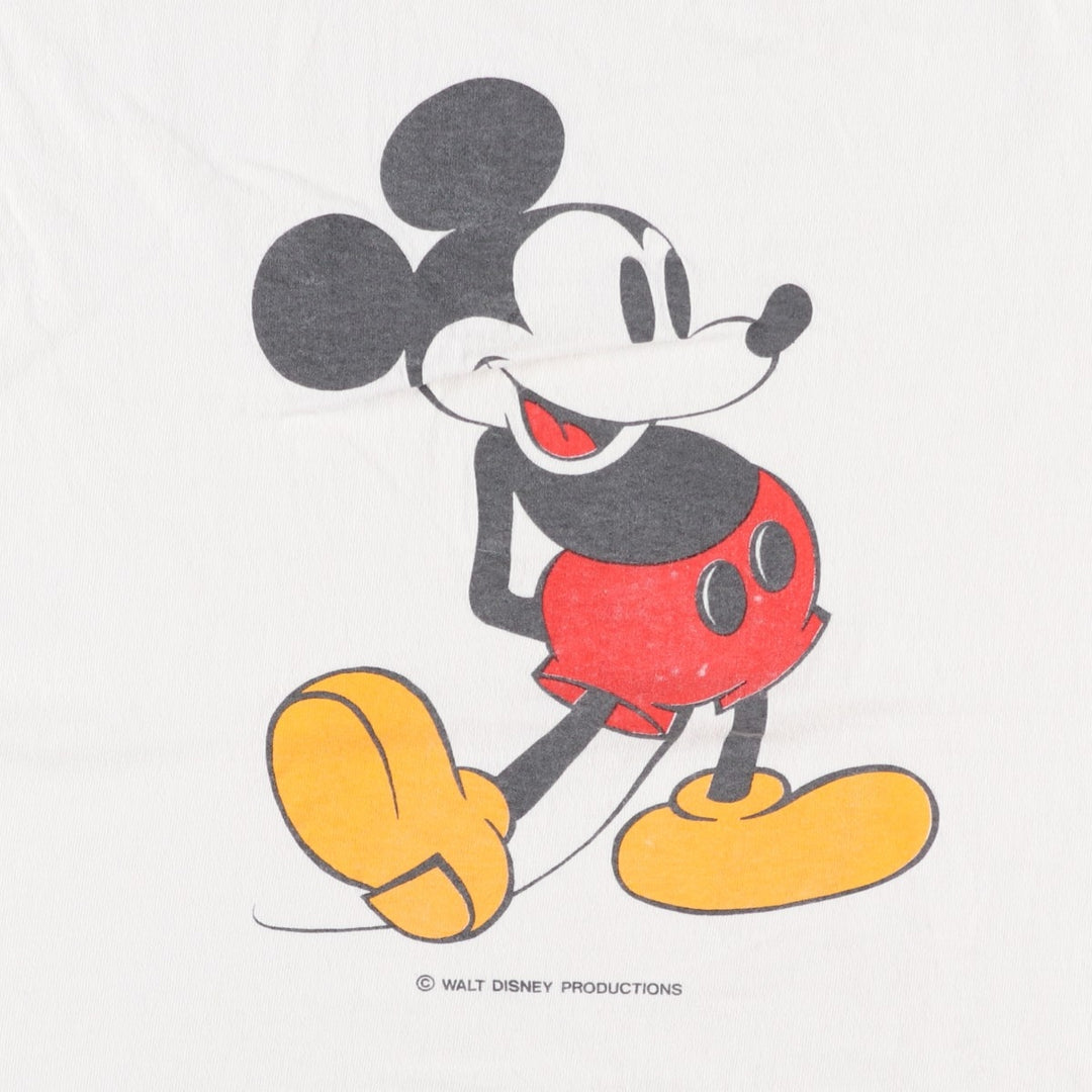 Jerzees MICKEY MOUSE character print T-shirt, made in USA, men's size L equivalent. cotton white type Vintage Second Hand