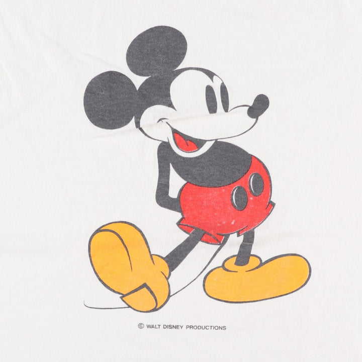 Jerzees MICKEY MOUSE character print T-shirt, made in USA, men's size L equivalent. cotton white type Vintage Second Hand