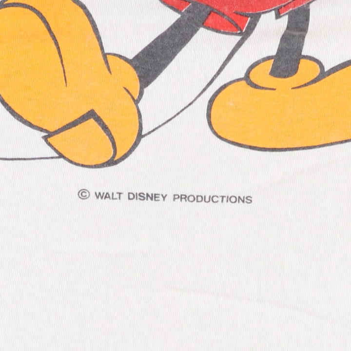Jerzees MICKEY MOUSE character print T-shirt, made in USA, men's size L equivalent. cotton white type Vintage Second Hand
