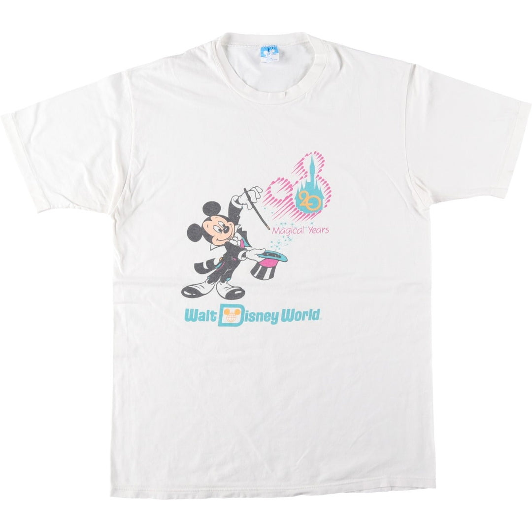 90'S Disney MICKEY MOUSE character print T-shirt, Made in USA, Men's XL equivalent, Vintage cotton white type Vintage Second Hand