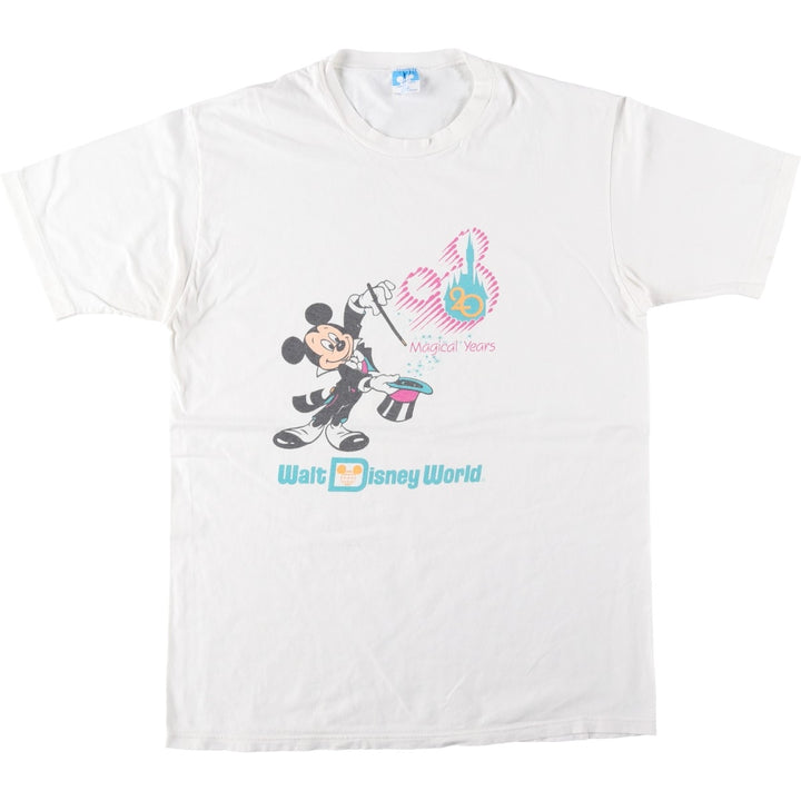 90'S Disney MICKEY MOUSE character print T-shirt, Made in USA, Men's XL equivalent, Vintage cotton white type Vintage Second Hand