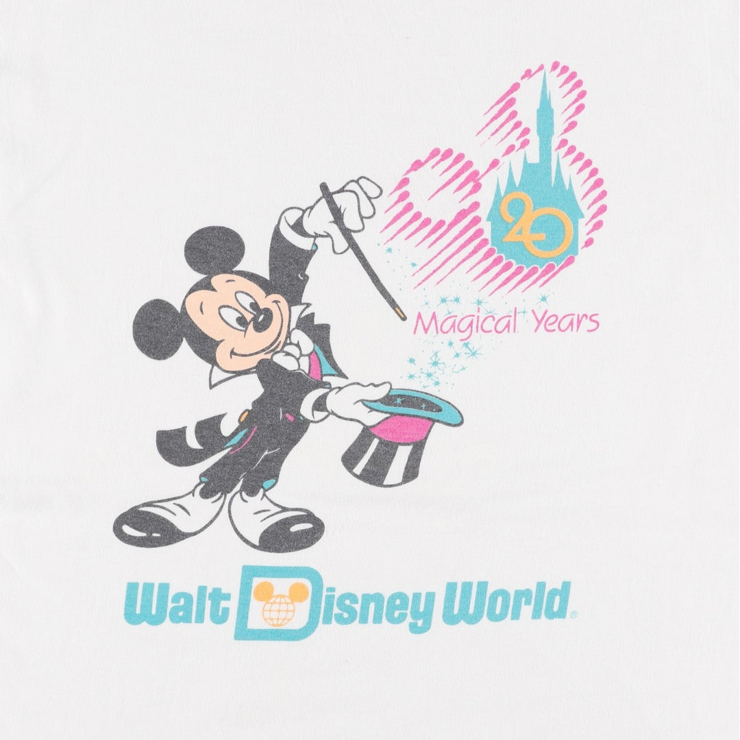 90'S Disney MICKEY MOUSE character print T-shirt, Made in USA, Men's XL equivalent, Vintage cotton white type Vintage Second Hand