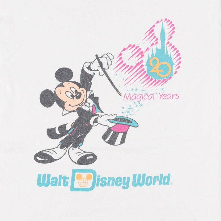 90'S Disney MICKEY MOUSE character print T-shirt, Made in USA, Men's XL equivalent, Vintage cotton white type Vintage Second Hand