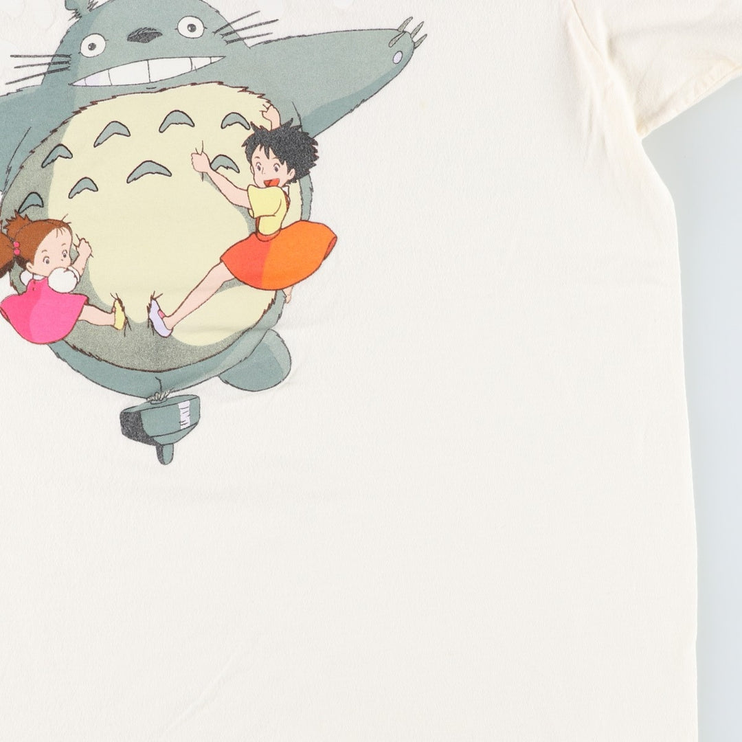 My Neighbor Totoro Anime Character Print T-Shirt (Men's Size L) cotton ivory Vintage Second Hand