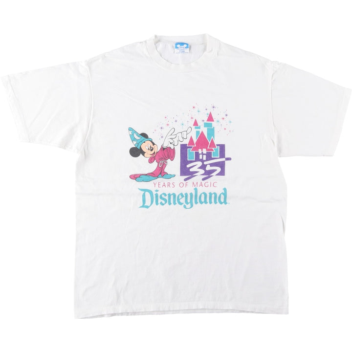 80'S Disney MICKEY MOUSE character print T-shirt, Made in USA, Men's XL equivalent, Vintage cotton white type Vintage Second Hand