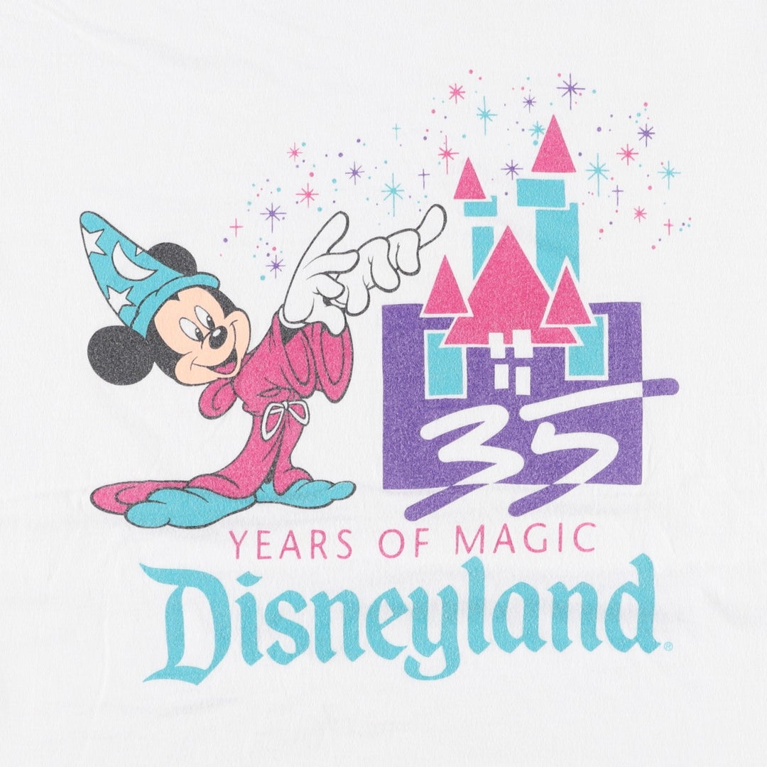 80'S Disney MICKEY MOUSE character print T-shirt, Made in USA, Men's XL equivalent, Vintage cotton white type Vintage Second Hand