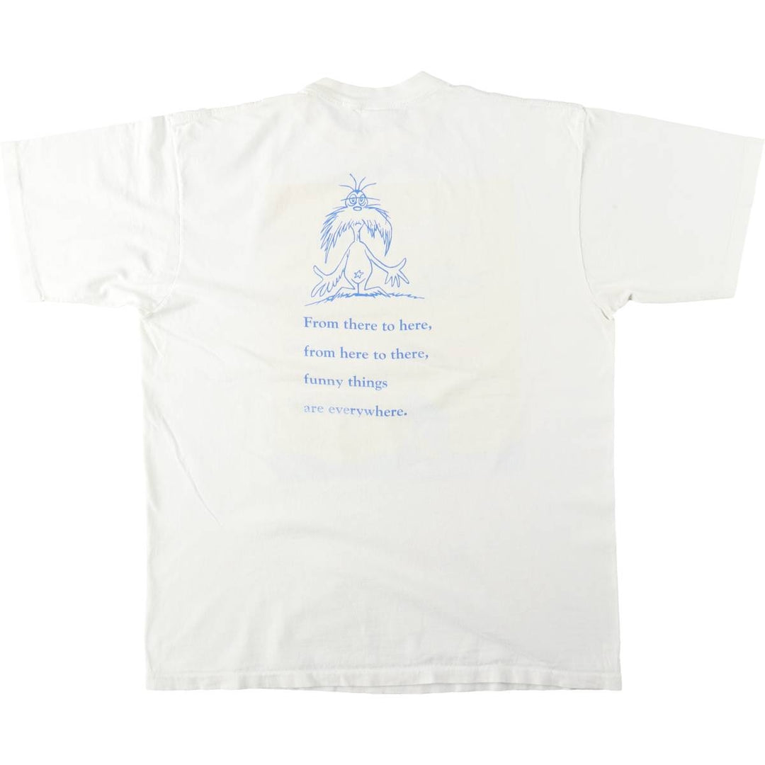 ~90'S All Sport Dr. Seuss Fish Character Print T-Shirt, Made in USA, Men's XL equivalent, Vintage cotton white type Vintage Second Hand
