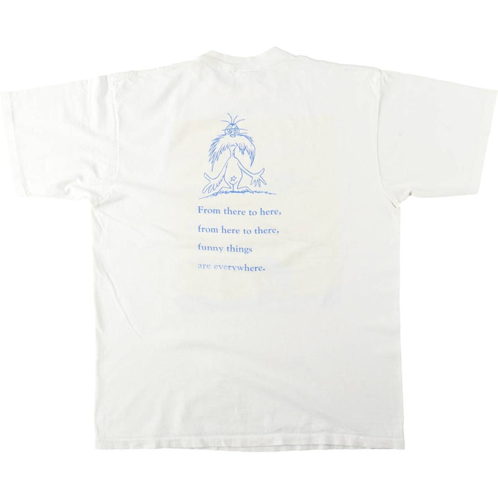 ~90'S All Sport Dr. Seuss Fish Character Print T-Shirt, Made in USA, Men's XL equivalent, Vintage cotton white type Vintage Second Hand
