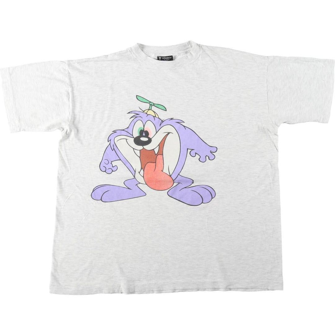 ~90'S GALAXY BY HARVIC Looney Tunes Dizzy De Ville Character Print T-Shirt Men's XL equivalent Vintage cotton gray type Vintage Second Hand