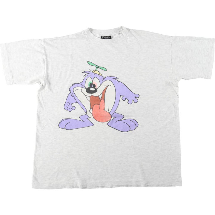 ~90'S GALAXY BY HARVIC Looney Tunes Dizzy De Ville Character Print T-Shirt Men's XL equivalent Vintage cotton gray type Vintage Second Hand