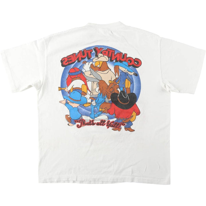 90'S SOF TEE LOONEY TUNES Character Print T-Shirt Made in USA Men's XL Equivalent Vintage cotton white type Vintage Second Hand
