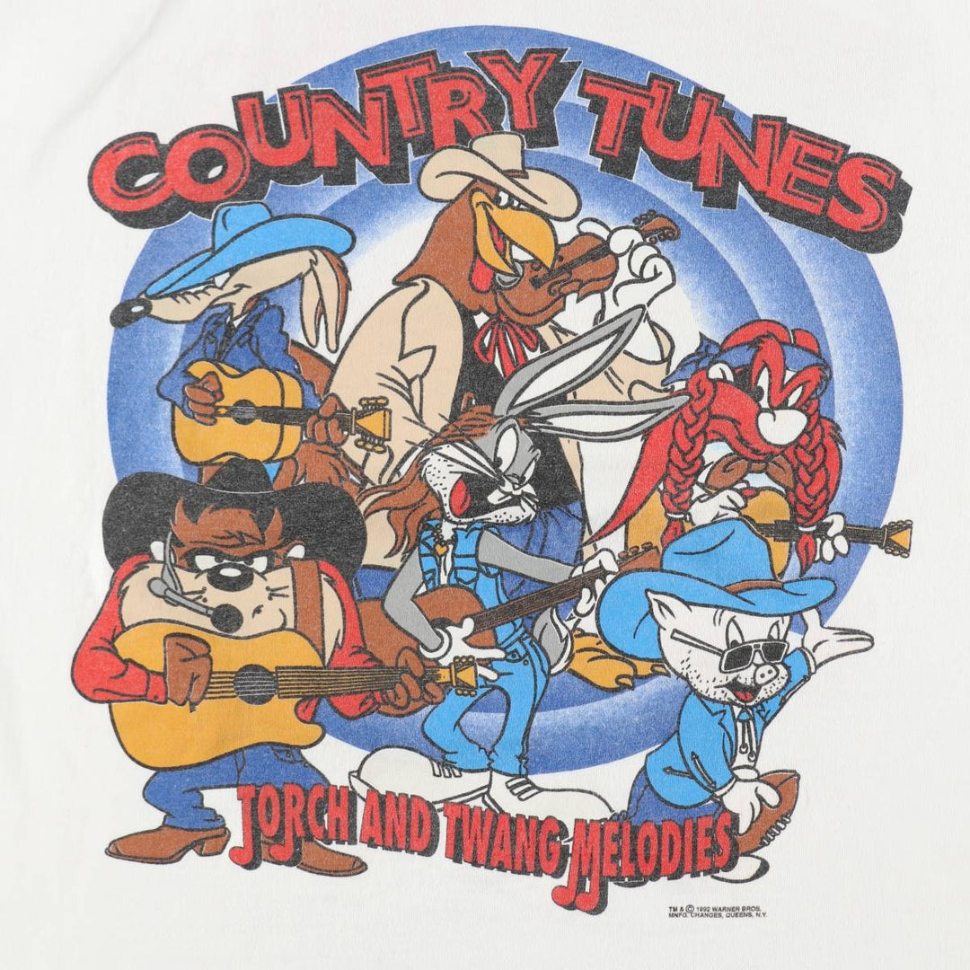 90'S SOF TEE LOONEY TUNES Character Print T-Shirt Made in USA Men's XL Equivalent Vintage cotton white type Vintage Second Hand