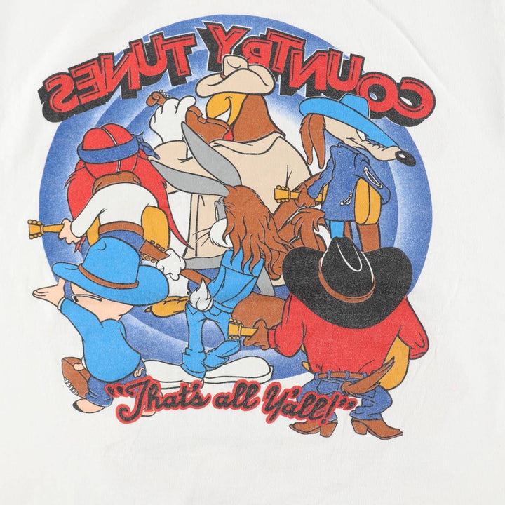 90'S SOF TEE LOONEY TUNES Character Print T-Shirt Made in USA Men's XL Equivalent Vintage cotton white type Vintage Second Hand