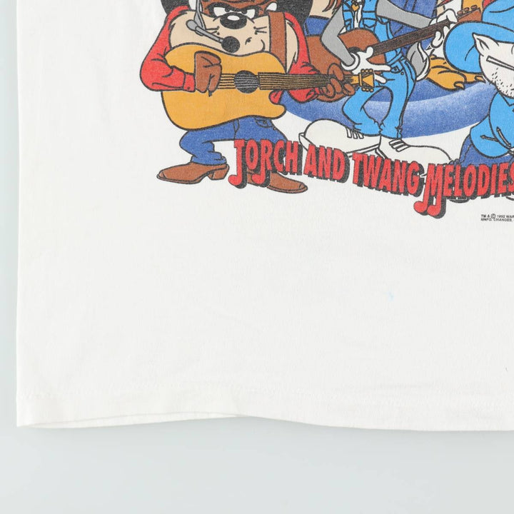 90'S SOF TEE LOONEY TUNES Character Print T-Shirt Made in USA Men's XL Equivalent Vintage cotton white type Vintage Second Hand