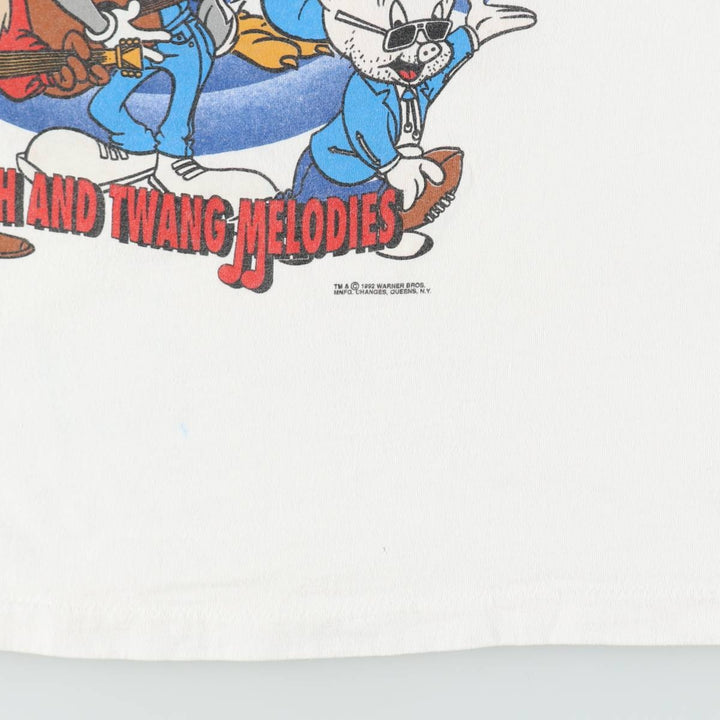 90'S SOF TEE LOONEY TUNES Character Print T-Shirt Made in USA Men's XL Equivalent Vintage cotton white type Vintage Second Hand
