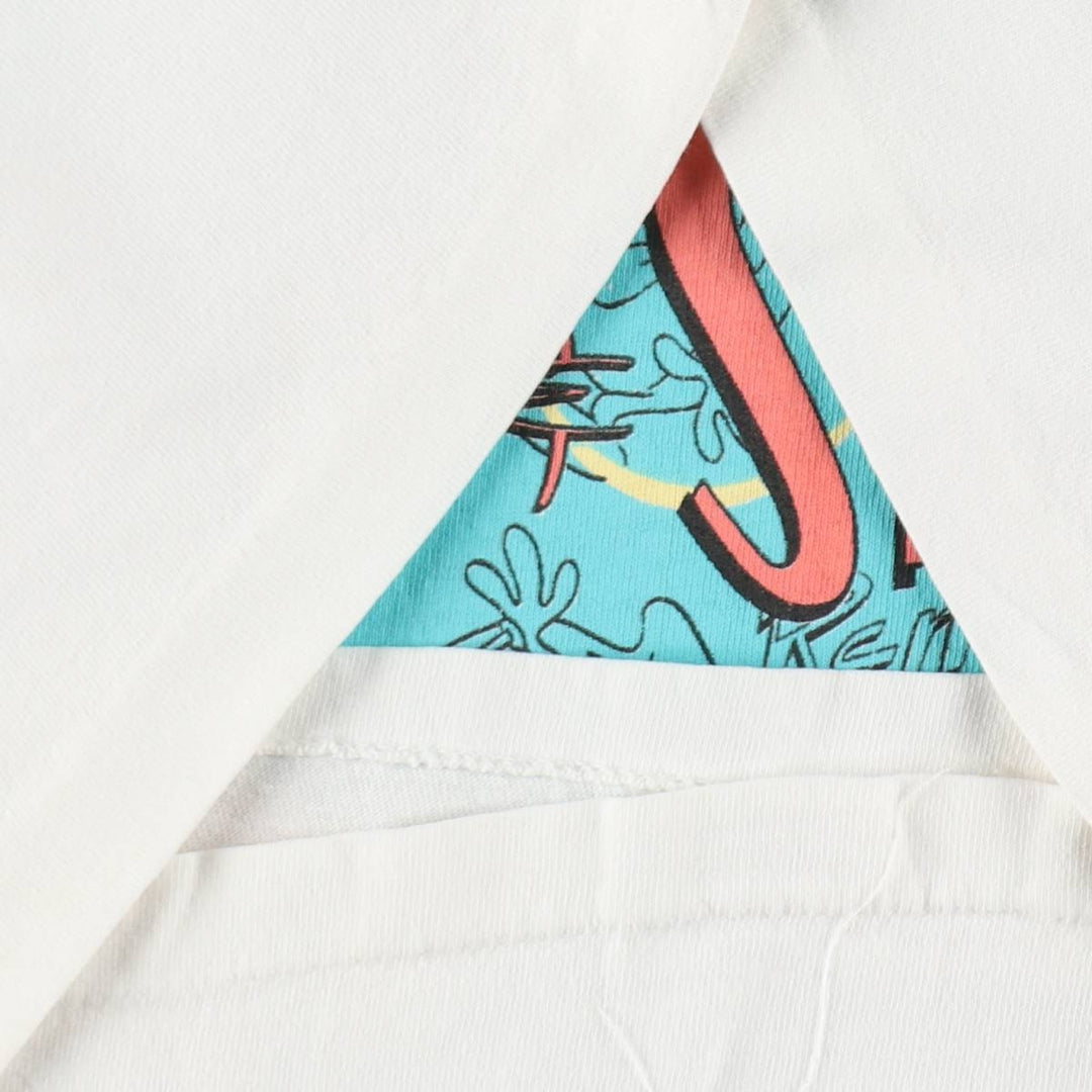 90'S Ren and Stimpy character print T-shirt, men's size M equivalent, vintage. unclear white type Vintage Second Hand