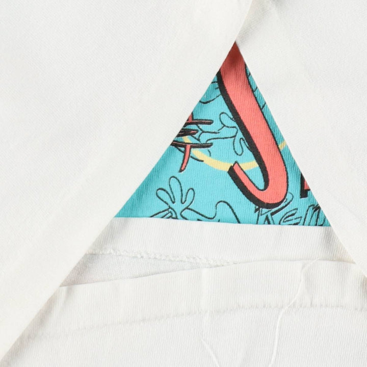 90'S Ren and Stimpy character print T-shirt, men's size M equivalent, vintage. unclear white type Vintage Second Hand