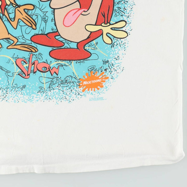 90'S Ren and Stimpy character print T-shirt, men's size M equivalent, vintage. unclear white type Vintage Second Hand