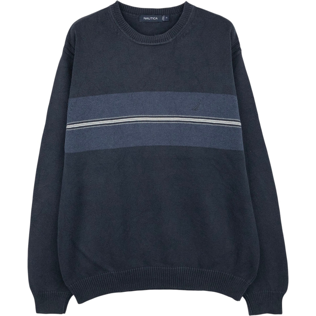 2000'S ~ NAUTICA Cotton Knit Sweater, Men's Size M cotton navy blue type Vintage Second Hand