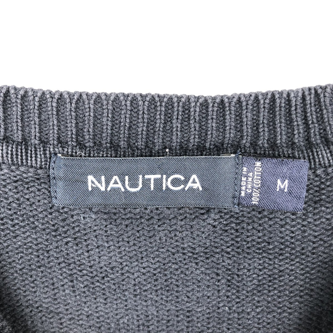 2000'S ~ NAUTICA Cotton Knit Sweater, Men's Size M cotton navy blue type Vintage Second Hand