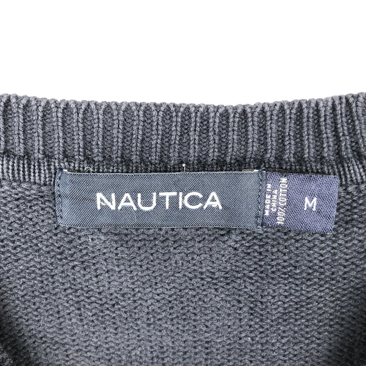 2000'S ~ NAUTICA Cotton Knit Sweater, Men's Size M cotton navy blue type Vintage Second Hand