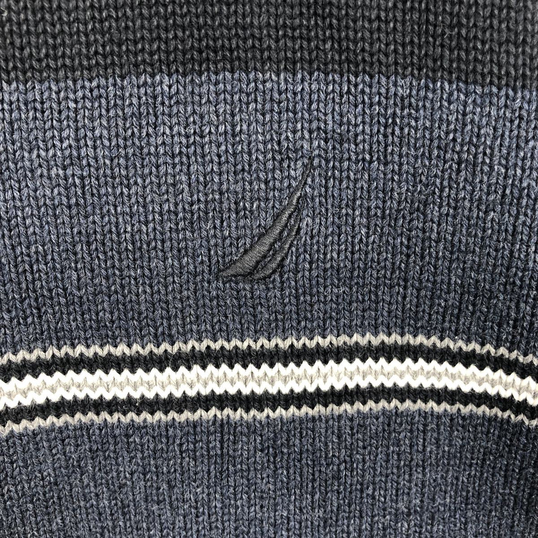 2000'S ~ NAUTICA Cotton Knit Sweater, Men's Size M cotton navy blue type Vintage Second Hand