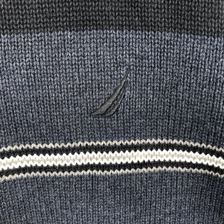 2000'S ~ NAUTICA Cotton Knit Sweater, Men's Size M cotton navy blue type Vintage Second Hand