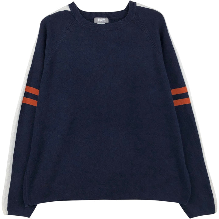 UTILITY Cotton Knit Sweater, Women's Size L (approx.) cotton navy blue type Vintage Second Hand