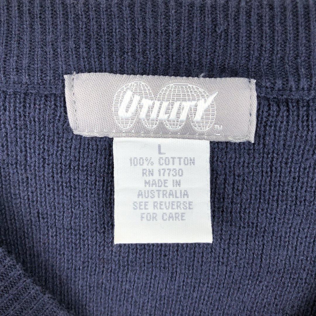 UTILITY Cotton Knit Sweater, Women's Size L (approx.) cotton navy blue type Vintage Second Hand