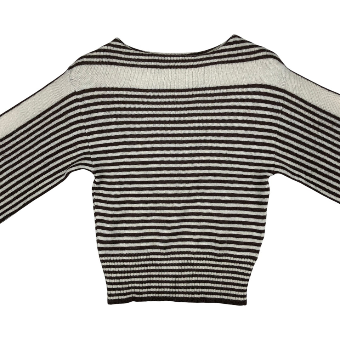 Border Pattern Boat Neck Acrylic x Wool Knit Sweater, Women's Size S (approx.) wool brown type Vintage Second Hand