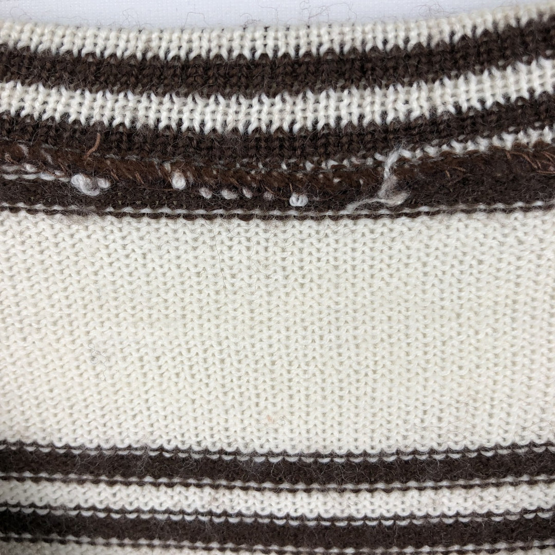 Border Pattern Boat Neck Acrylic x Wool Knit Sweater, Women's Size S (approx.) wool brown type Vintage Second Hand