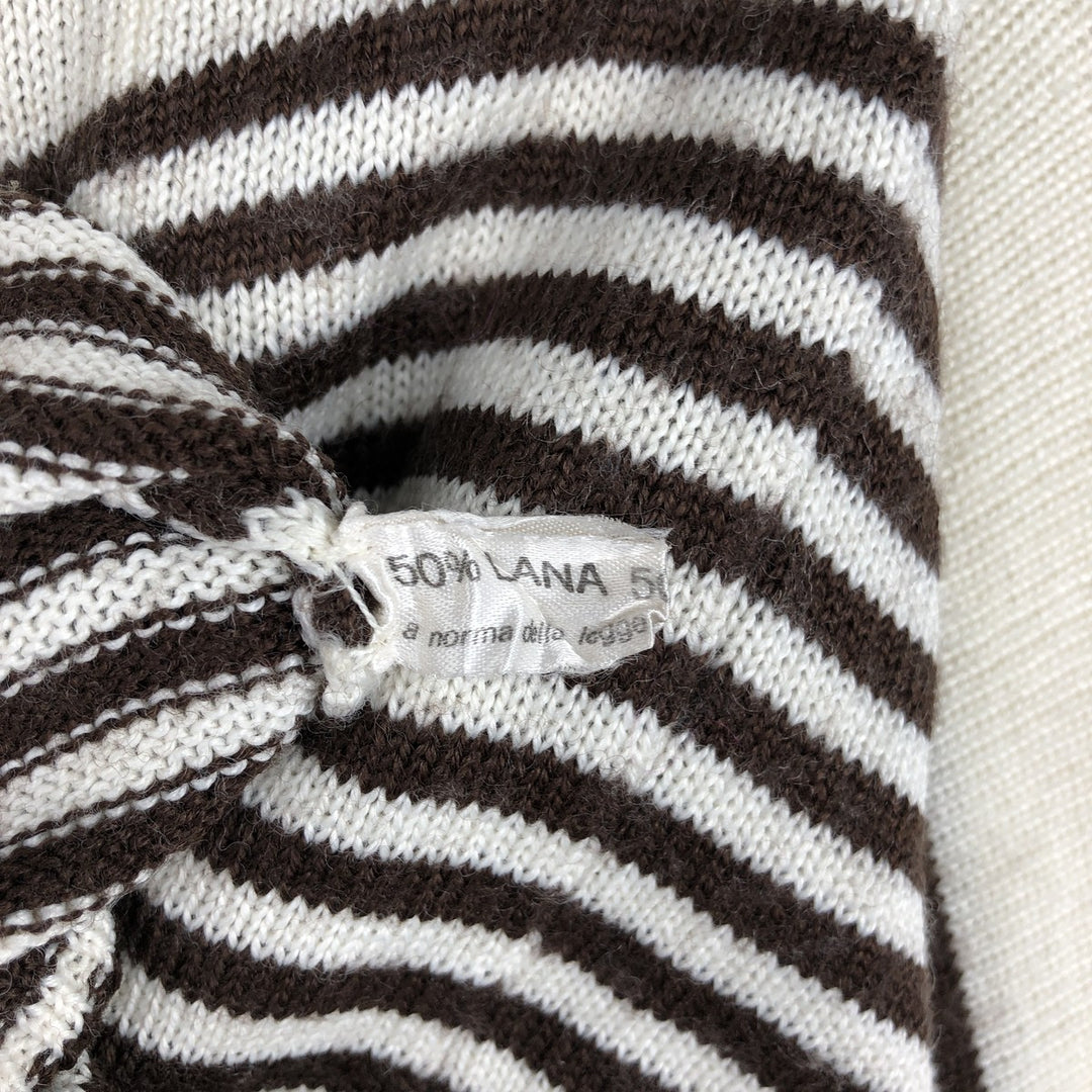 Border Pattern Boat Neck Acrylic x Wool Knit Sweater, Women's Size S (approx.) wool brown type Vintage Second Hand