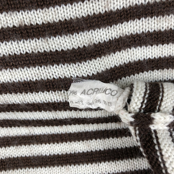 Border Pattern Boat Neck Acrylic x Wool Knit Sweater, Women's Size S (approx.) wool brown type Vintage Second Hand