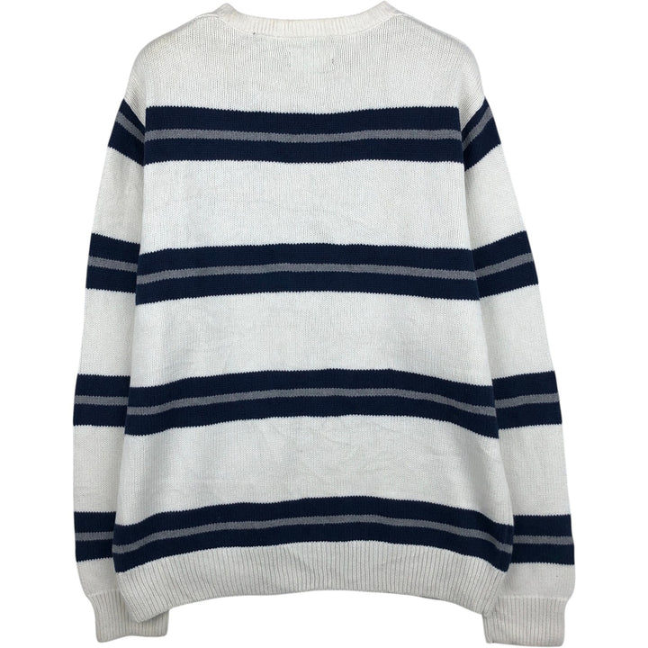 Ralph Lauren CHAPS striped cotton knit sweater, men's size M (approx.) cotton white type Vintage Second Hand