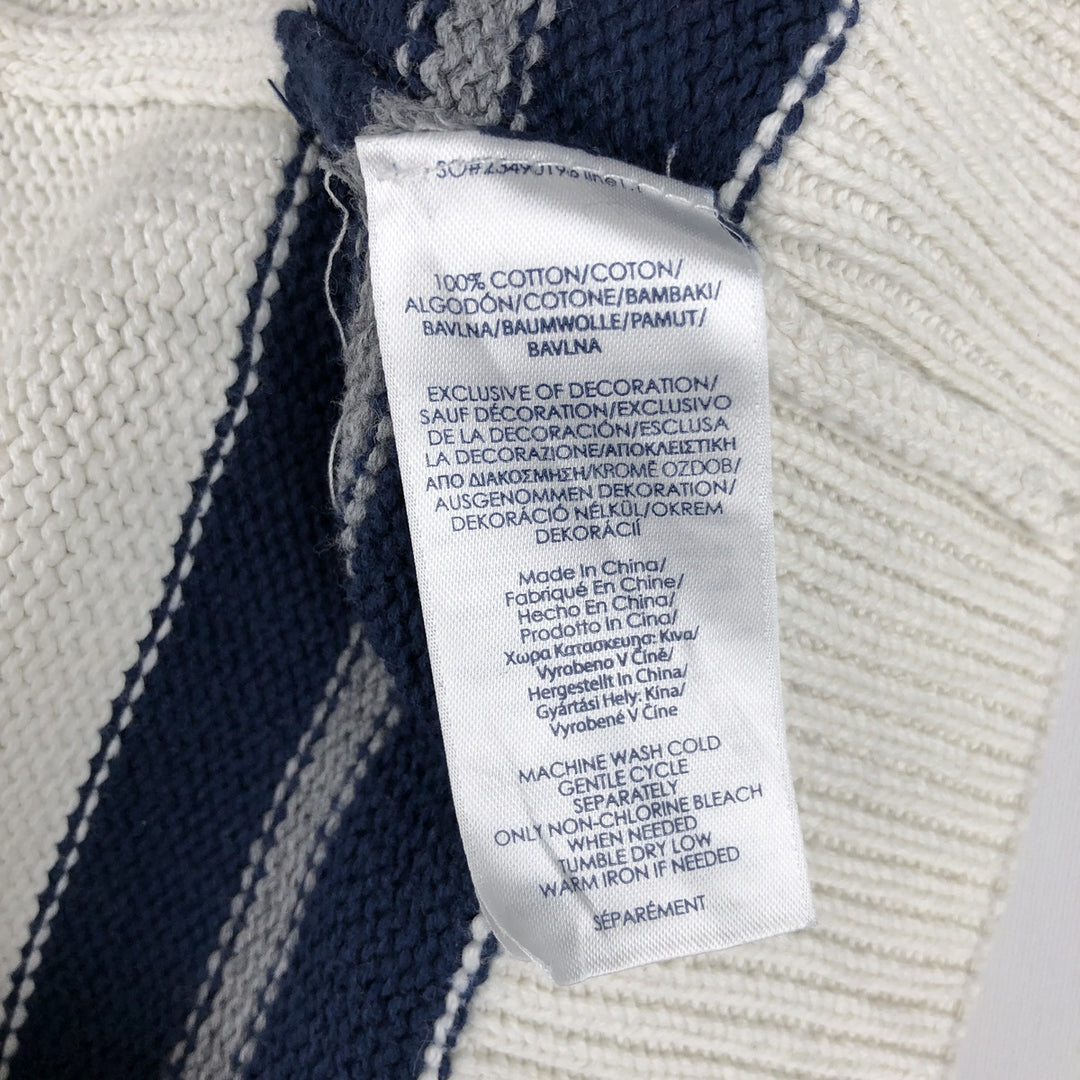 Ralph Lauren CHAPS striped cotton knit sweater, men's size M (approx.) cotton white type Vintage Second Hand