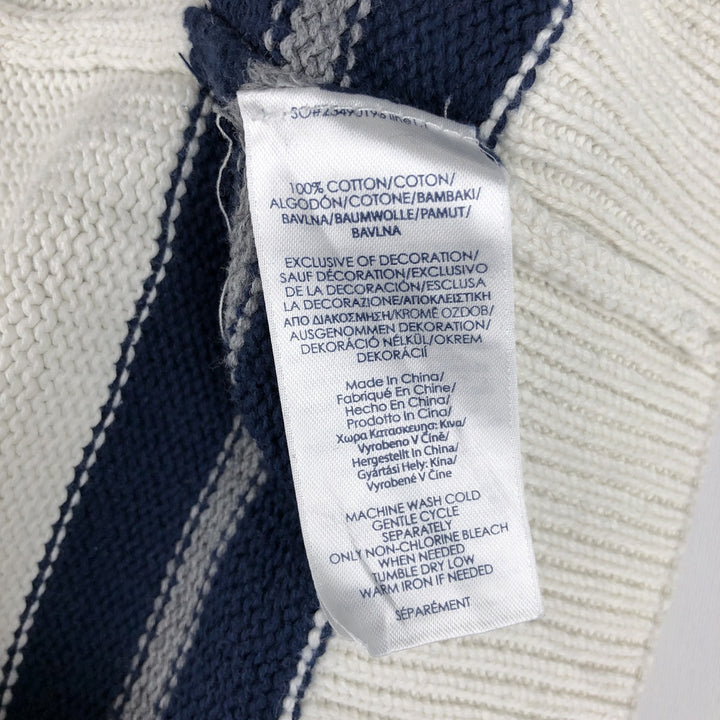 Ralph Lauren CHAPS striped cotton knit sweater, men's size M (approx.) cotton white type Vintage Second Hand
