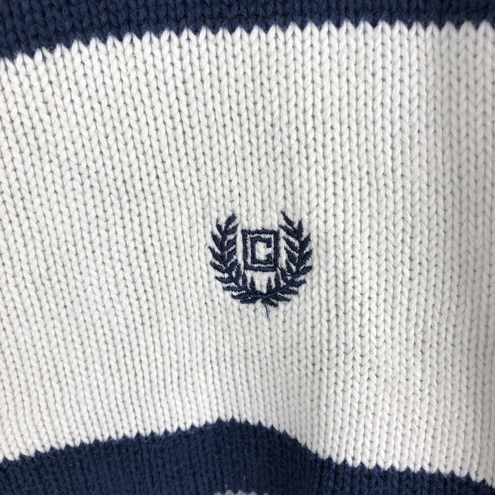 Ralph Lauren CHAPS striped cotton knit sweater, men's size M (approx.) cotton white type Vintage Second Hand
