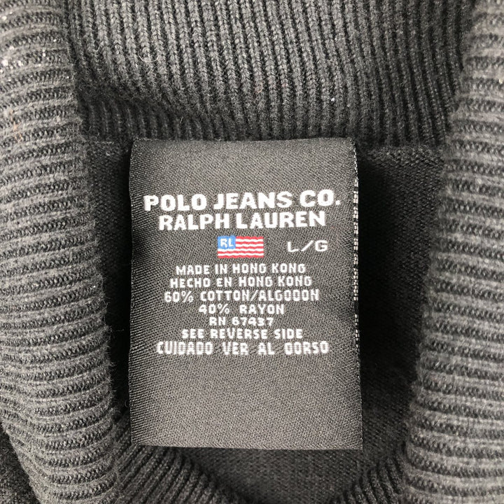 2000'S Ralph Lauren POLO JEANS COMPANY Diamond Pattern Turtleneck Cotton Knit Sweater, Women's Size L (approx.) cotton black type Vintage Second Hand