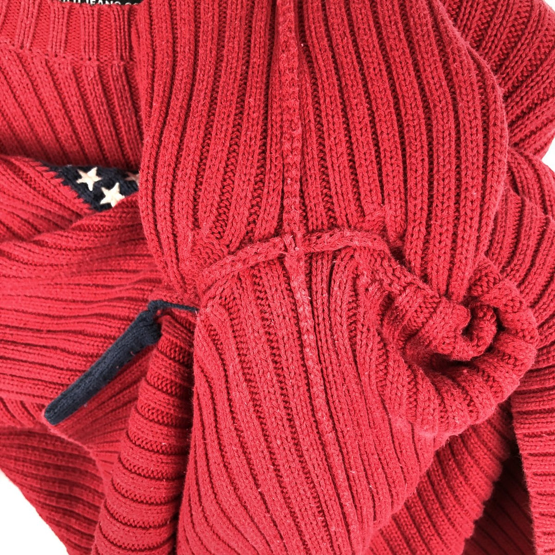 2000'S Ralph Lauren POLO JEANS COMPANY ribbed cotton knit sweater with American flag pattern, women's size L (approx.) cotton red type Vintage Second Hand